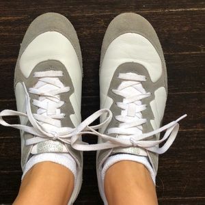 Nike White and grey suede sneaker shoes